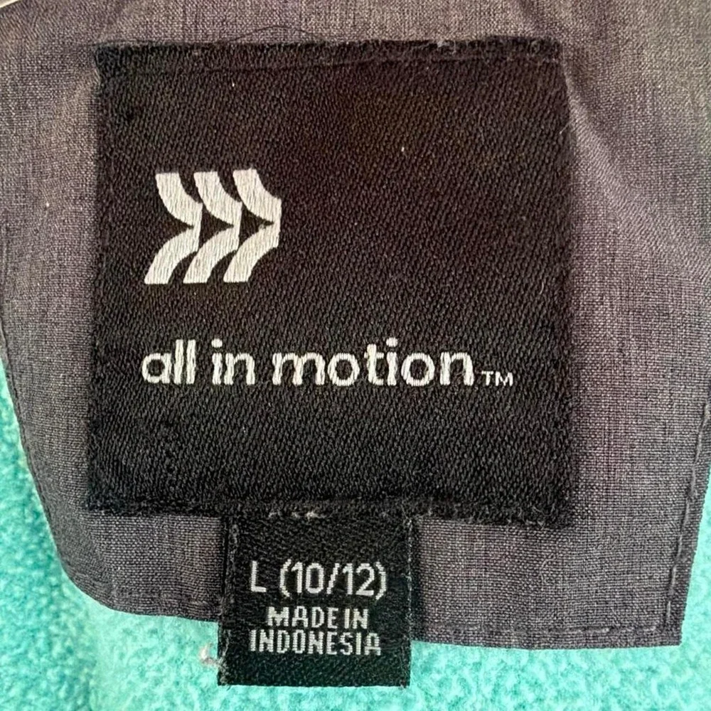 ALL IN MOTION Youth Puffer Jacket Winter Coat Gray w/ Mint Green Youth L 10/12